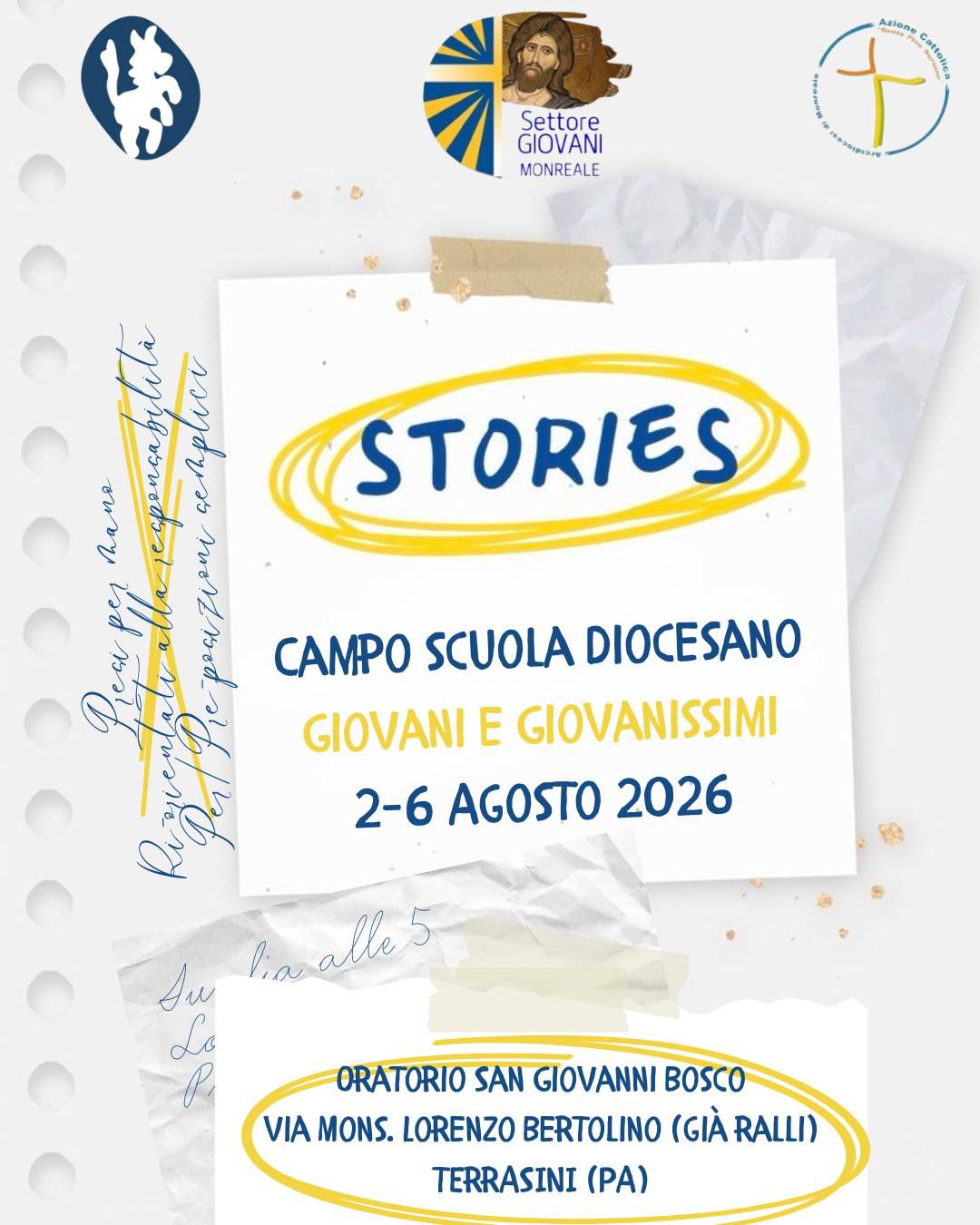 Campo scuola estivo Giovani e Giovanissimi 2026 “Stories”
